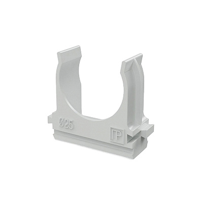 картинка Промрукав PR.02725 Крепёж-клипса для труб Полистирол серая d25 мм (100 шт/уп) от компании Intant